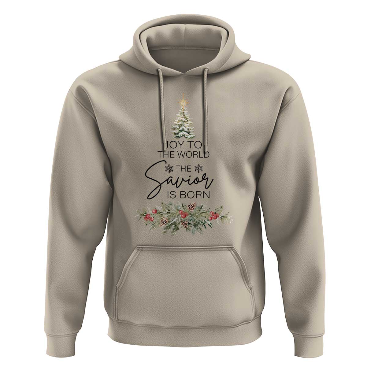 Funny Christmas Christian Faith Hoodie Joy To The World The Savior Is Born Xmas Tree