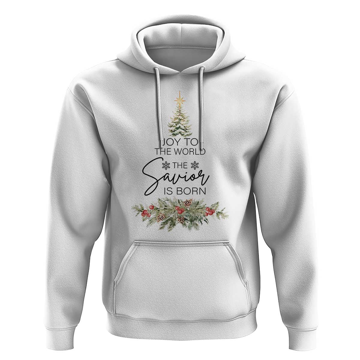 Funny Christmas Christian Faith Hoodie Joy To The World The Savior Is Born Xmas Tree