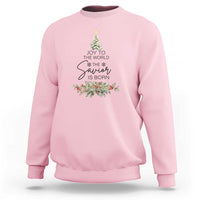 Funny Christmas Christian Faith Sweatshirt Joy To The World The Savior Is Born Xmas Tree - Wonder Print Shop