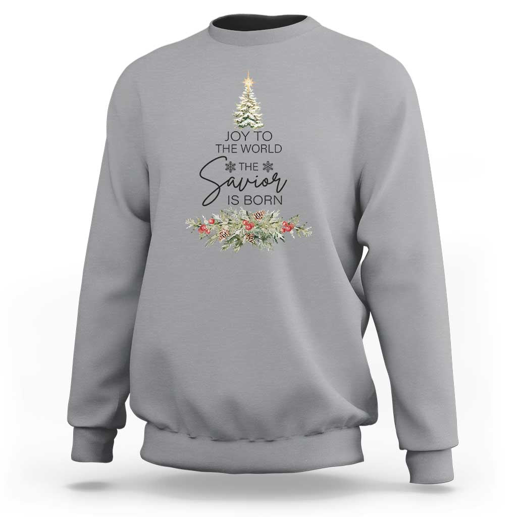 Funny Christmas Christian Faith Sweatshirt Joy To The World The Savior Is Born Xmas Tree - Wonder Print Shop