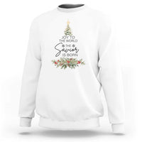 Funny Christmas Christian Faith Sweatshirt Joy To The World The Savior Is Born Xmas Tree - Wonder Print Shop
