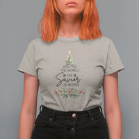 Funny Christmas Christian Faith T Shirt For Women Joy To The World The Savior Is Born Xmas Tree - Wonder Print Shop