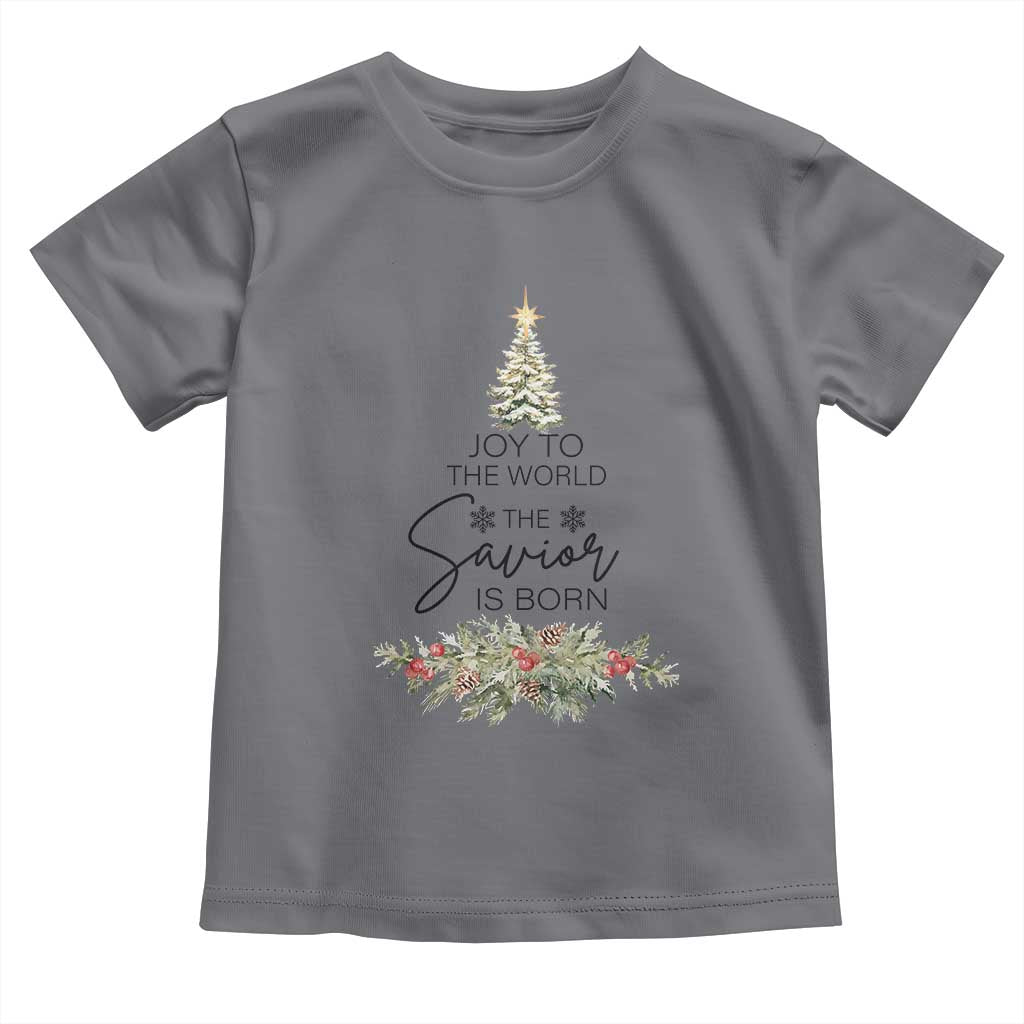 Funny Christmas Christian Faith Toddler T Shirt Joy To The World The Savior Is Born Xmas Tree