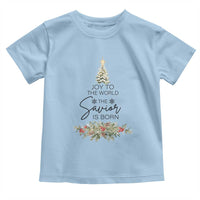 Funny Christmas Christian Faith Toddler T Shirt Joy To The World The Savior Is Born Xmas Tree