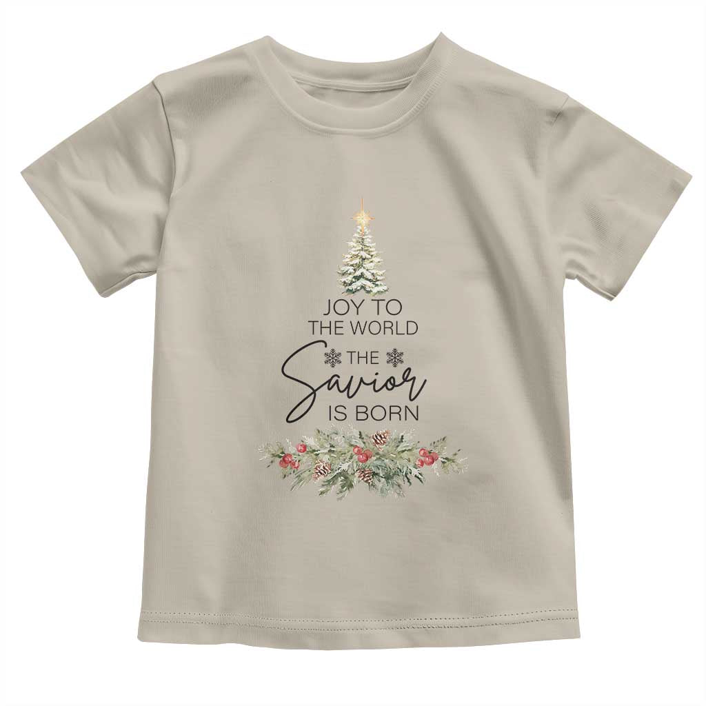 Funny Christmas Christian Faith Toddler T Shirt Joy To The World The Savior Is Born Xmas Tree