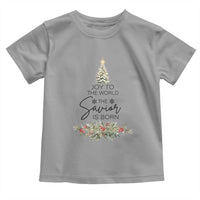 Funny Christmas Christian Faith Toddler T Shirt Joy To The World The Savior Is Born Xmas Tree