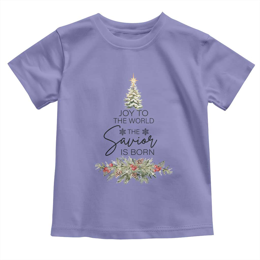 Funny Christmas Christian Faith Toddler T Shirt Joy To The World The Savior Is Born Xmas Tree