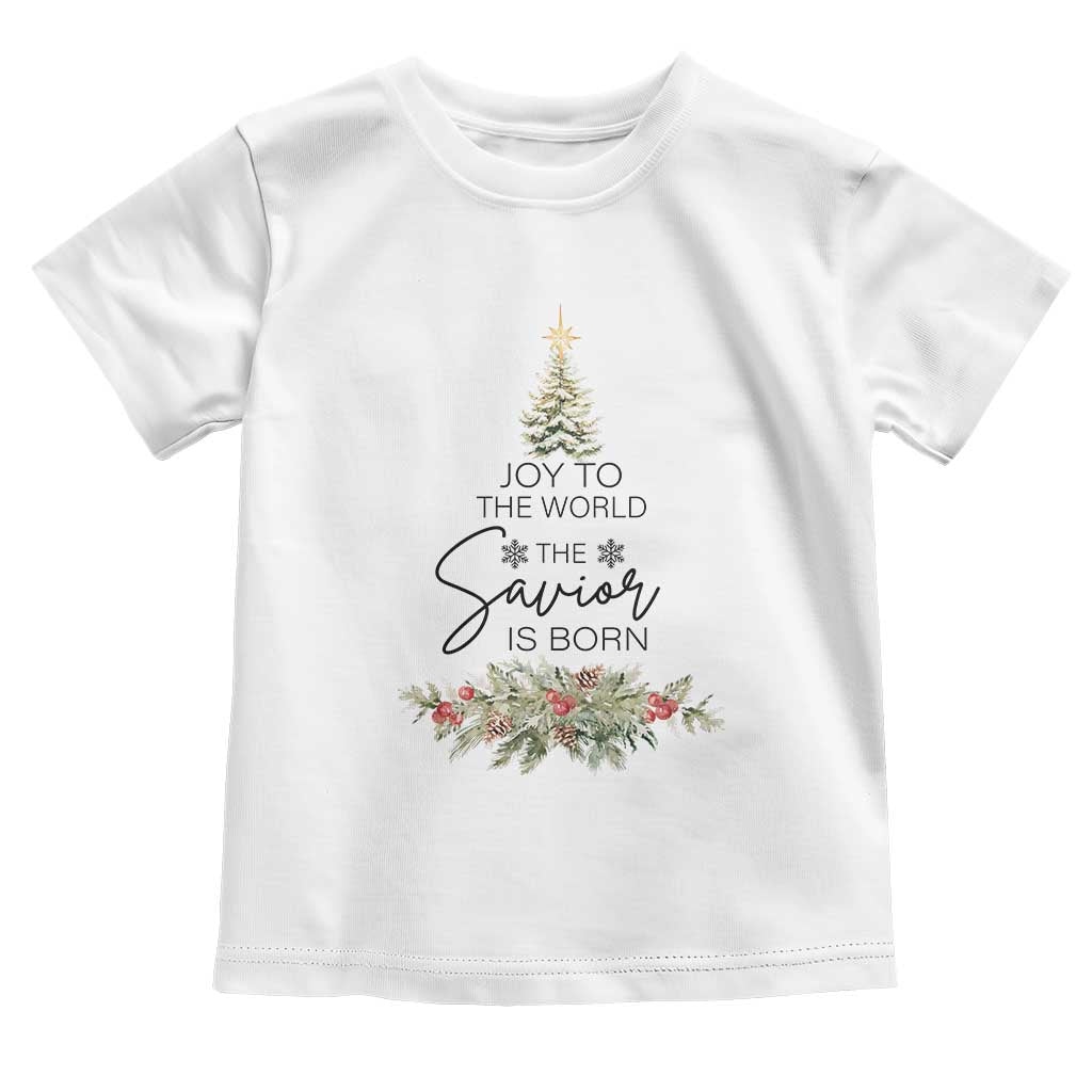 Funny Christmas Christian Faith Toddler T Shirt Joy To The World The Savior Is Born Xmas Tree