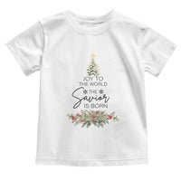 Funny Christmas Christian Faith Toddler T Shirt Joy To The World The Savior Is Born Xmas Tree
