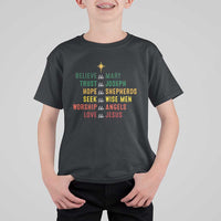Christian Faith T Shirt For Kid Believe Like Mary Trust Like Joseph Hope Like Shepherds - Wonder Print Shop