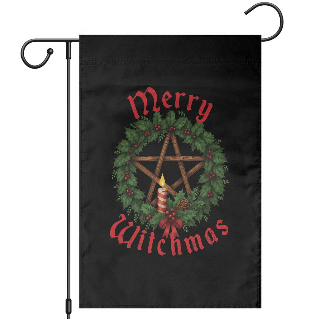 Nordic Christmas Garden Flag Merry Witchmas Pagan Yule Xmas Wreath - Wonder Print Shop