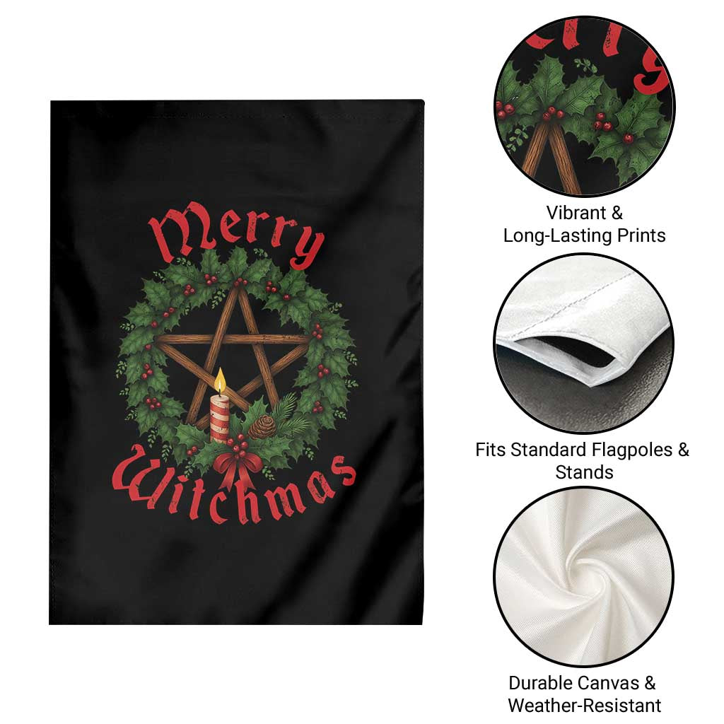 Nordic Christmas Garden Flag Merry Witchmas Pagan Yule Xmas Wreath - Wonder Print Shop