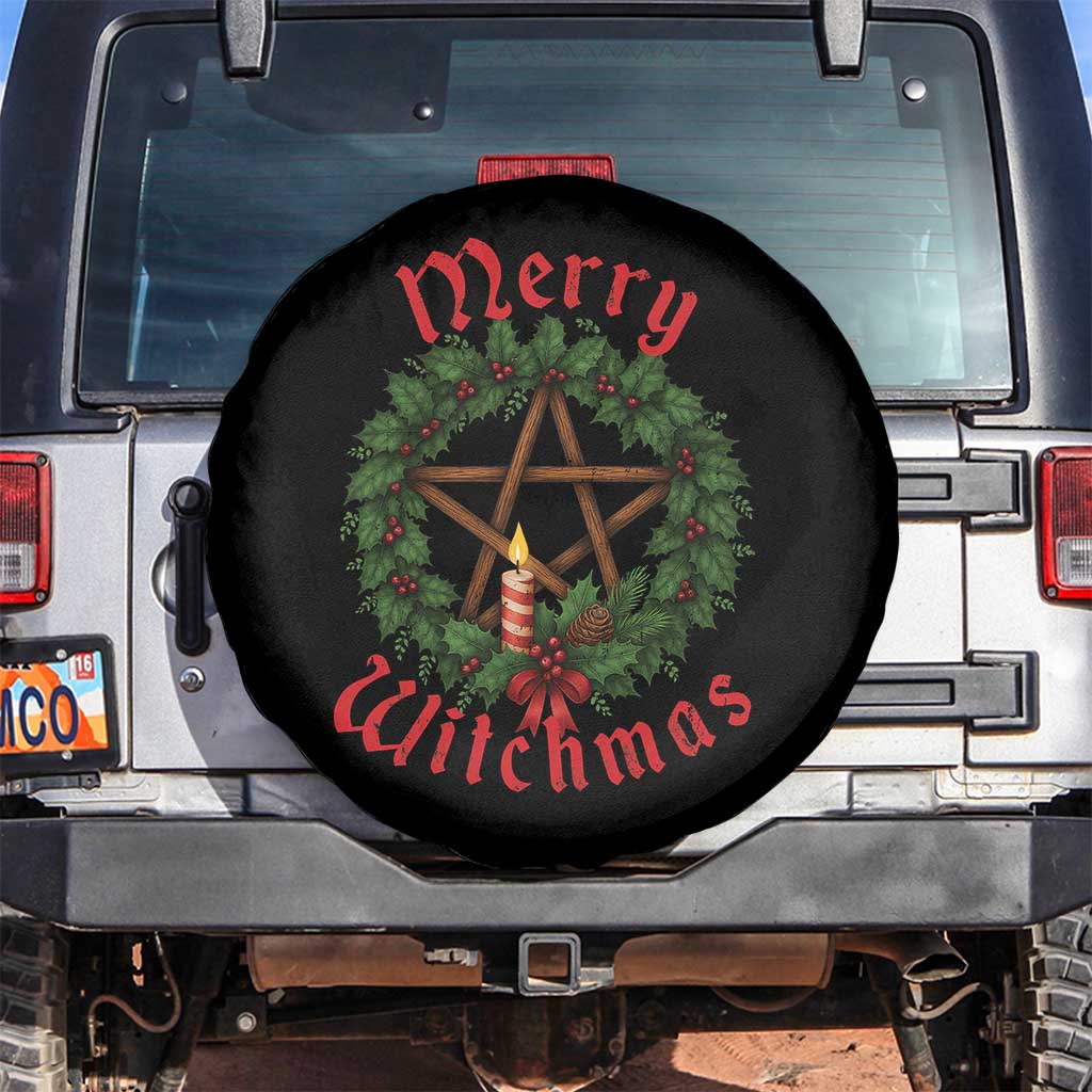 Nordic Christmas Spare Tire Cover Merry Witchmas Pagan Yule Xmas Wreath - Wonder Print Shop