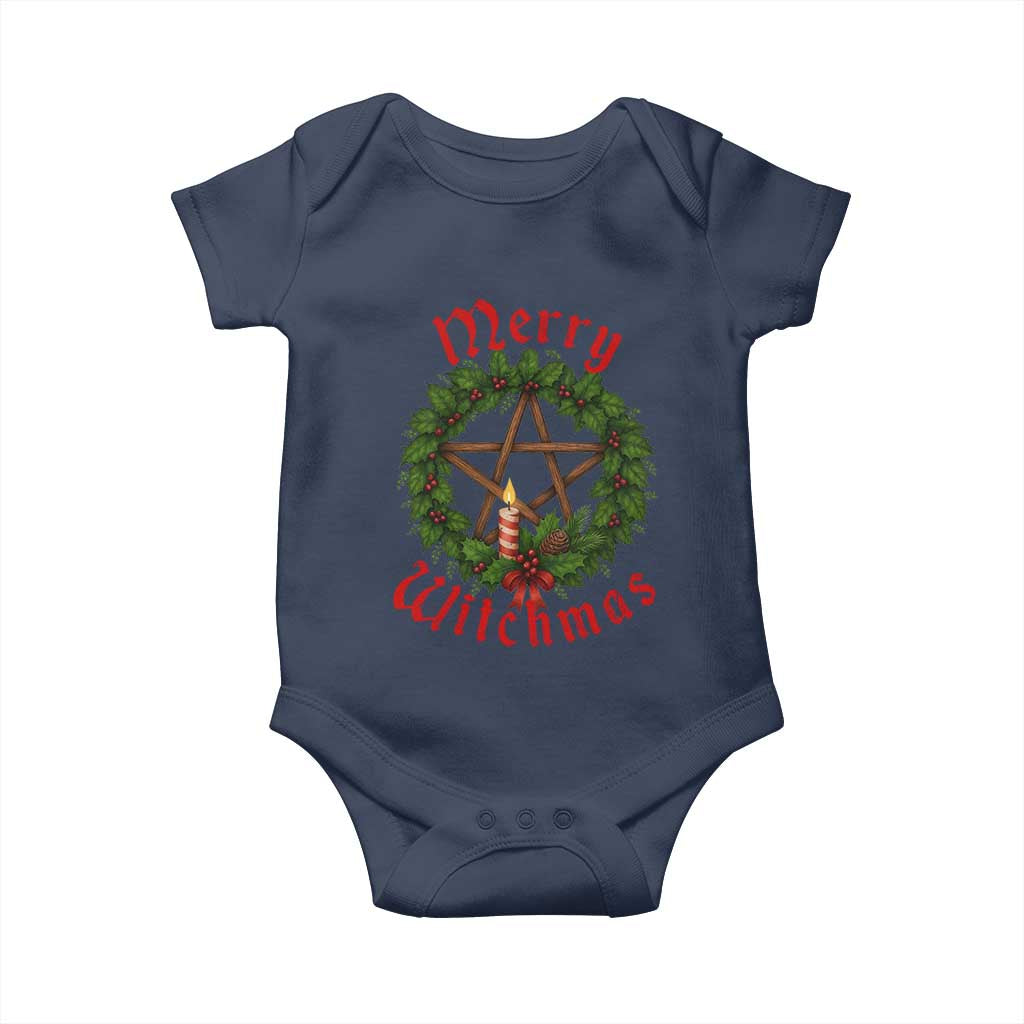 Nordic Christmas Baby Onesie Merry Witchmas Pagan Yule Xmas Wreath - Wonder Print Shop