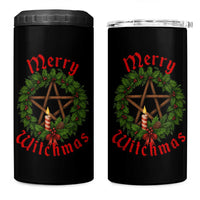 Nordic Christmas 4 in 1 Can Cooler Tumbler Merry Witchmas Pagan Yule Xmas Wreath - Wonder Print Shop