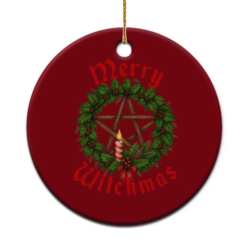 Nordic Christmas Ceramic Ornament Merry Witchmas Pagan Yule Xmas Wreath - Wonder Print Shop