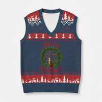 Nordic Xmas V-Neck Knit Sweater Vest Merry Witchmas Pagan Yule Xmas Wreath - Wonder Print Shop