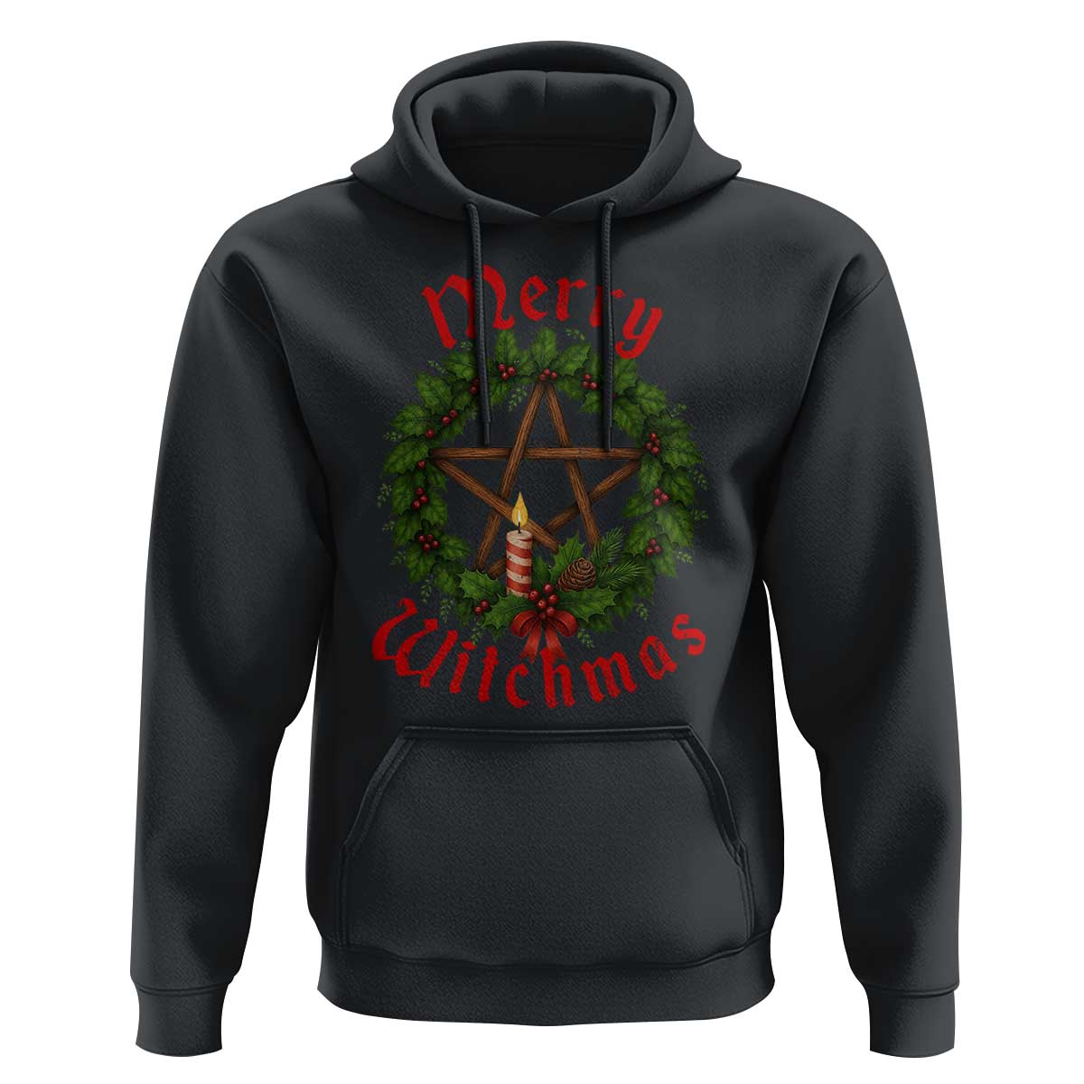 Nordic Christmas Hoodie Merry Witchmas Pagan Yule Xmas Wreath - Wonder Print Shop
