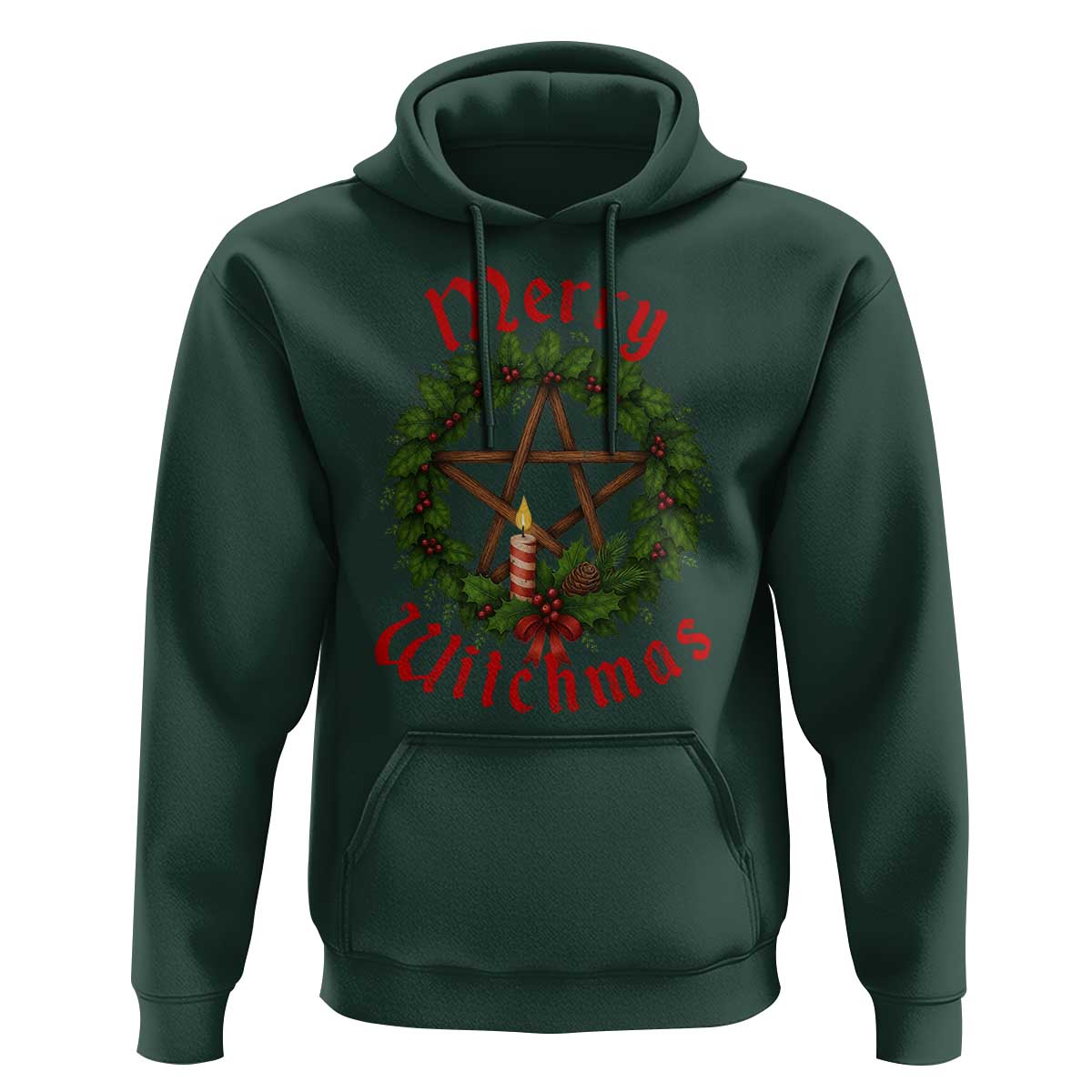 Nordic Christmas Hoodie Merry Witchmas Pagan Yule Xmas Wreath - Wonder Print Shop