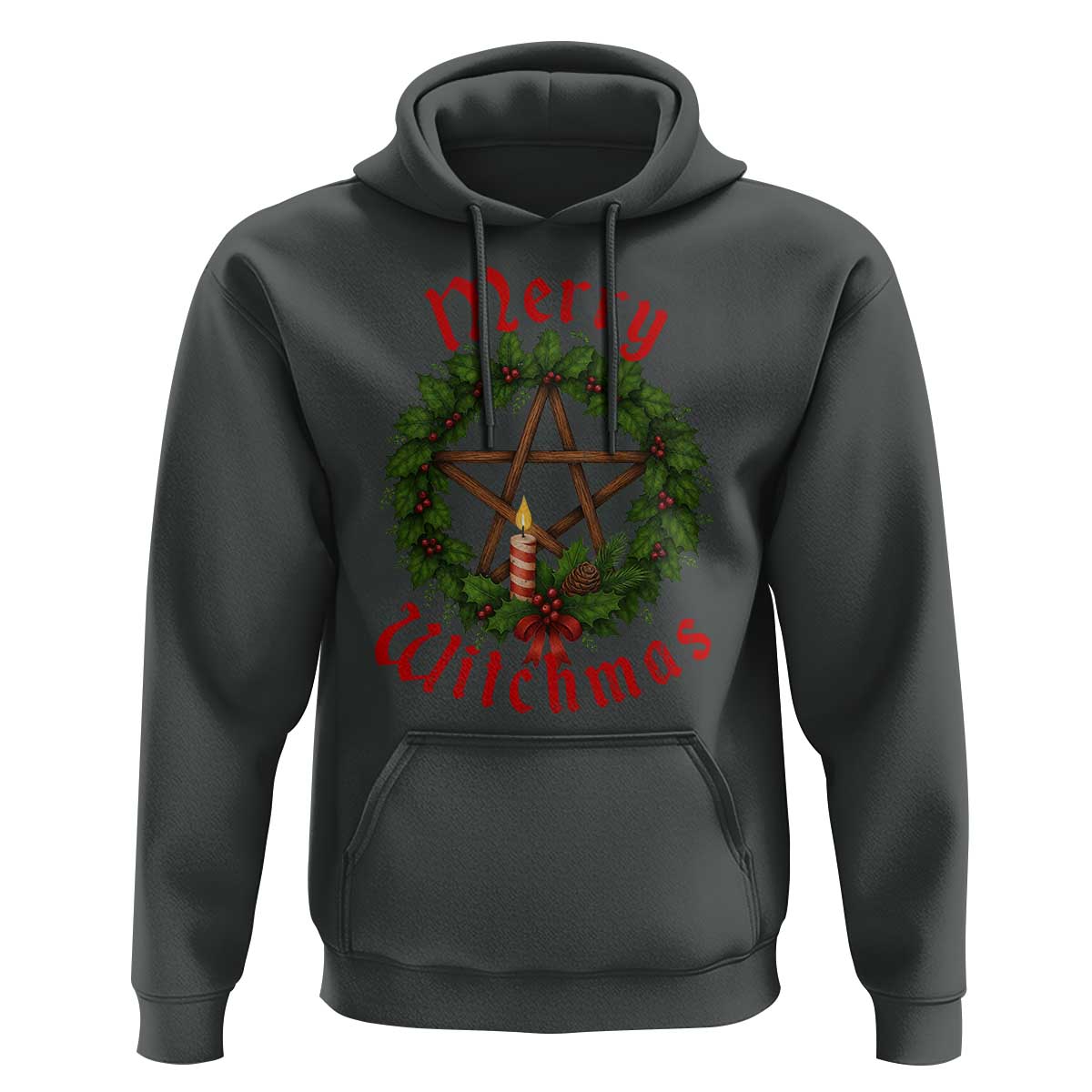 Nordic Christmas Hoodie Merry Witchmas Pagan Yule Xmas Wreath - Wonder Print Shop