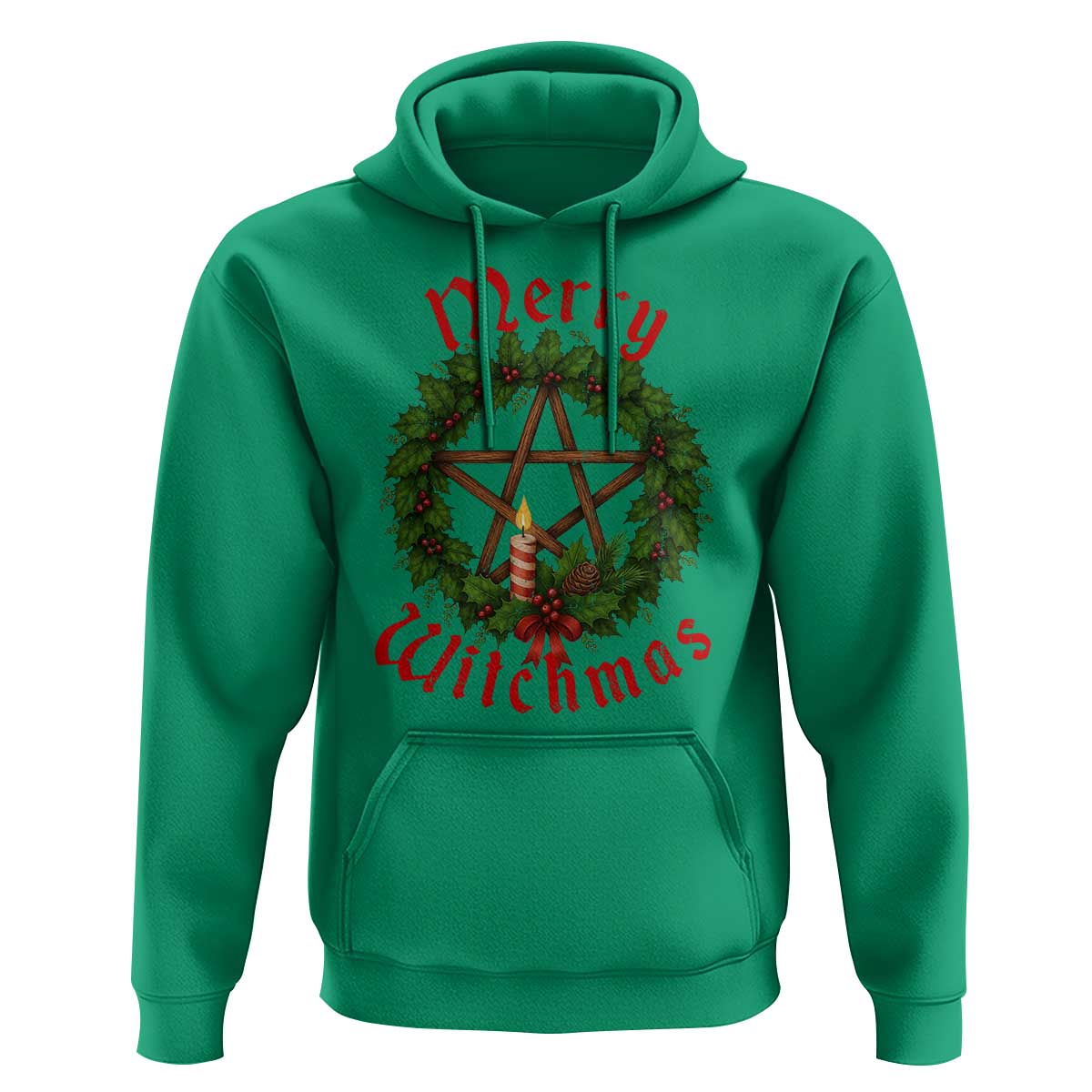 Nordic Christmas Hoodie Merry Witchmas Pagan Yule Xmas Wreath - Wonder Print Shop