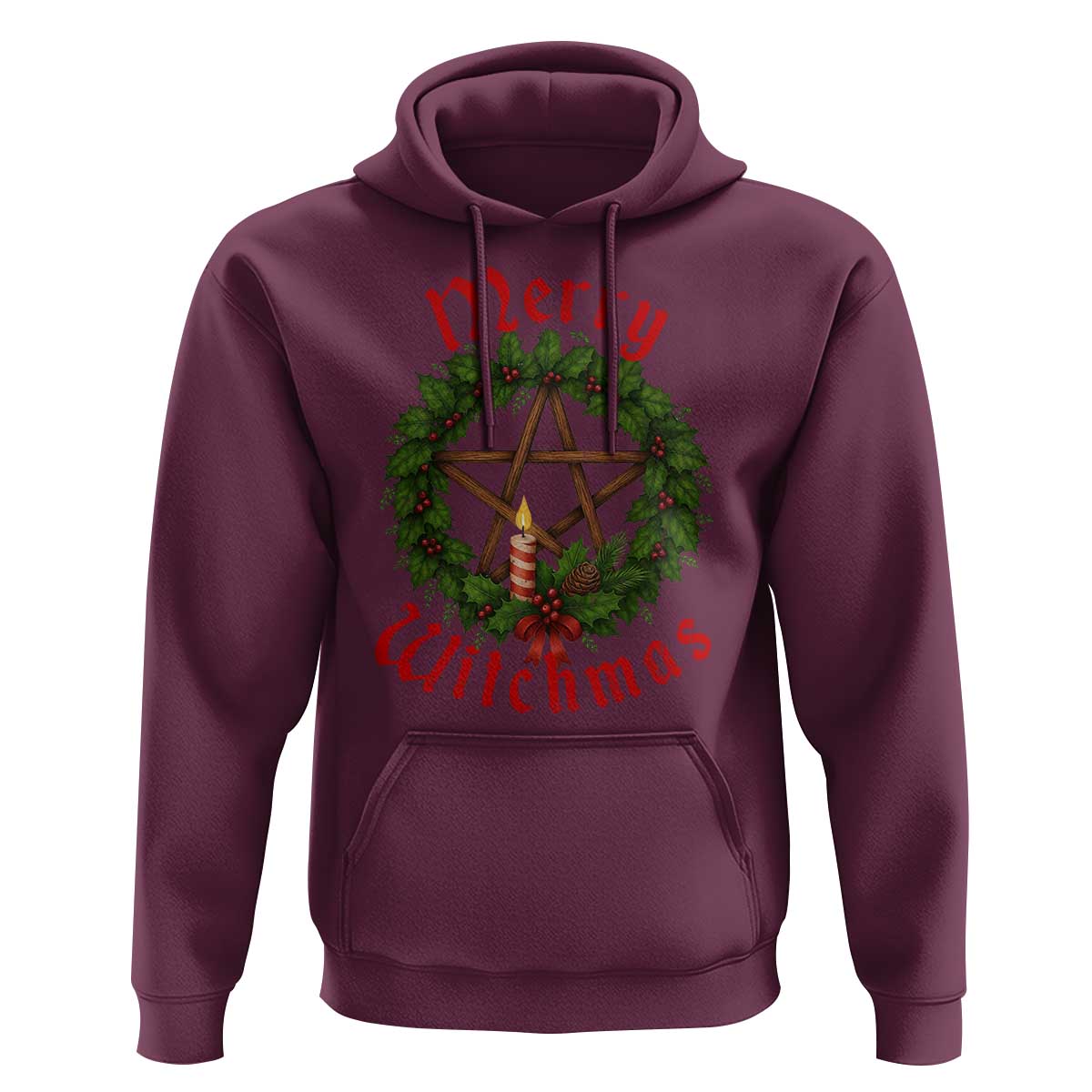 Nordic Christmas Hoodie Merry Witchmas Pagan Yule Xmas Wreath - Wonder Print Shop