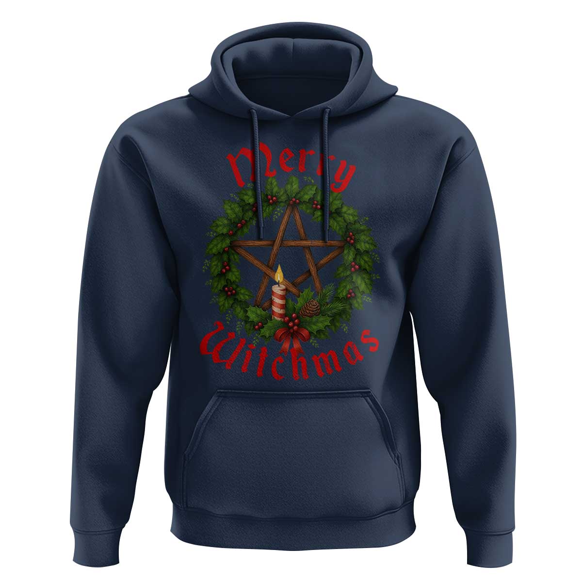 Nordic Christmas Hoodie Merry Witchmas Pagan Yule Xmas Wreath - Wonder Print Shop