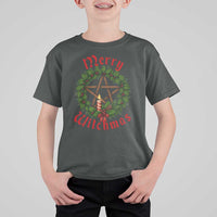 Nordic Christmas T Shirt For Kid Merry Witchmas Pagan Yule Xmas Wreath - Wonder Print Shop