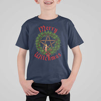 Nordic Christmas T Shirt For Kid Merry Witchmas Pagan Yule Xmas Wreath - Wonder Print Shop
