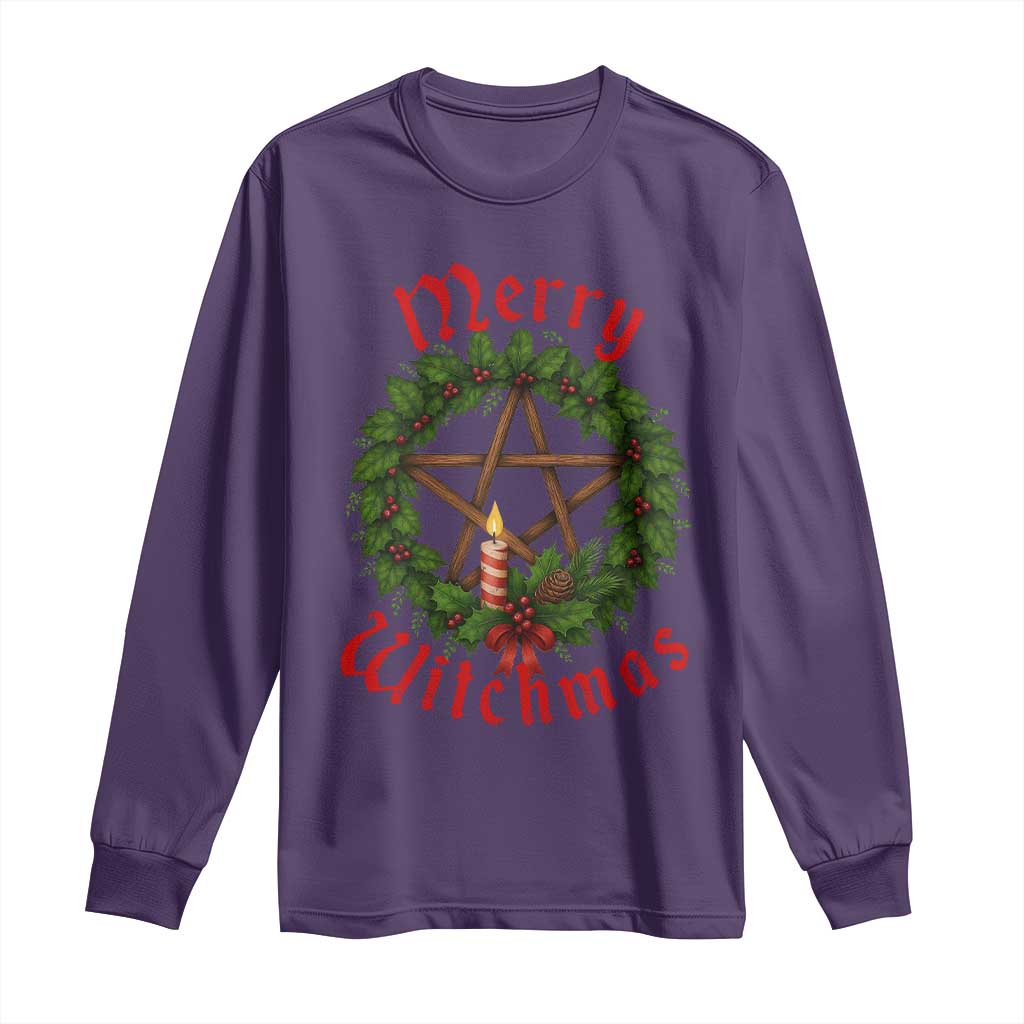 Nordic Christmas Long Sleeve Shirt Merry Witchmas Pagan Yule Xmas Wreath - Wonder Print Shop
