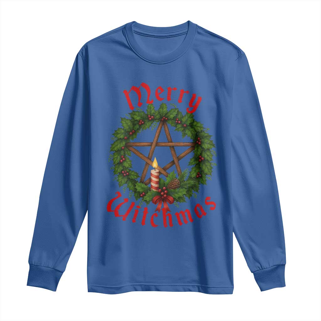 Nordic Christmas Long Sleeve Shirt Merry Witchmas Pagan Yule Xmas Wreath - Wonder Print Shop