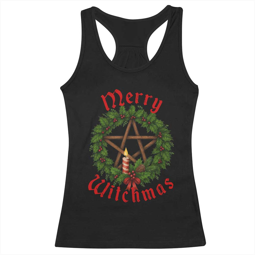 Nordic Christmas Racerback Tank Top Merry Witchmas Pagan Yule Xmas Wreath - Wonder Print Shop