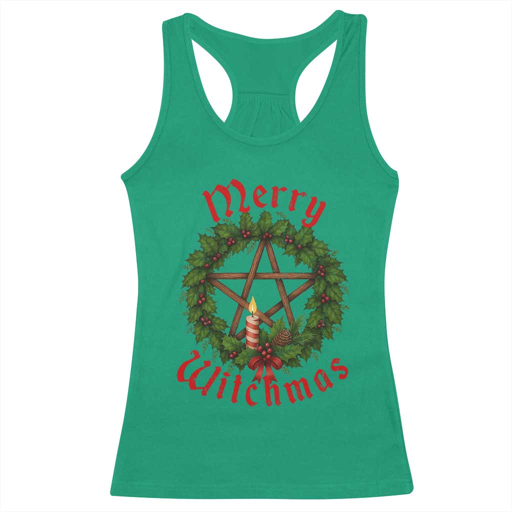 Nordic Christmas Racerback Tank Top Merry Witchmas Pagan Yule Xmas Wreath - Wonder Print Shop