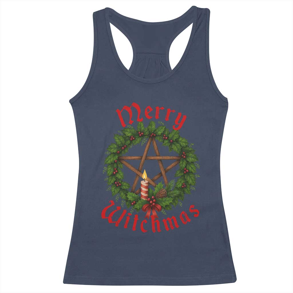 Nordic Christmas Racerback Tank Top Merry Witchmas Pagan Yule Xmas Wreath - Wonder Print Shop