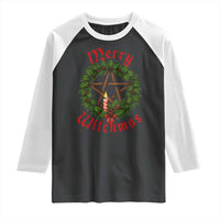 Nordic Christmas Raglan Shirt Merry Witchmas Pagan Yule Xmas Wreath - Wonder Print Shop