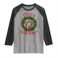 Nordic Christmas Raglan Shirt Merry Witchmas Pagan Yule Xmas Wreath - Wonder Print Shop