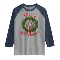 Nordic Christmas Raglan Shirt Merry Witchmas Pagan Yule Xmas Wreath - Wonder Print Shop