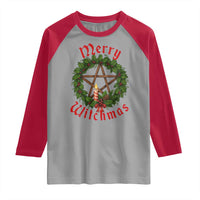 Nordic Christmas Raglan Shirt Merry Witchmas Pagan Yule Xmas Wreath - Wonder Print Shop