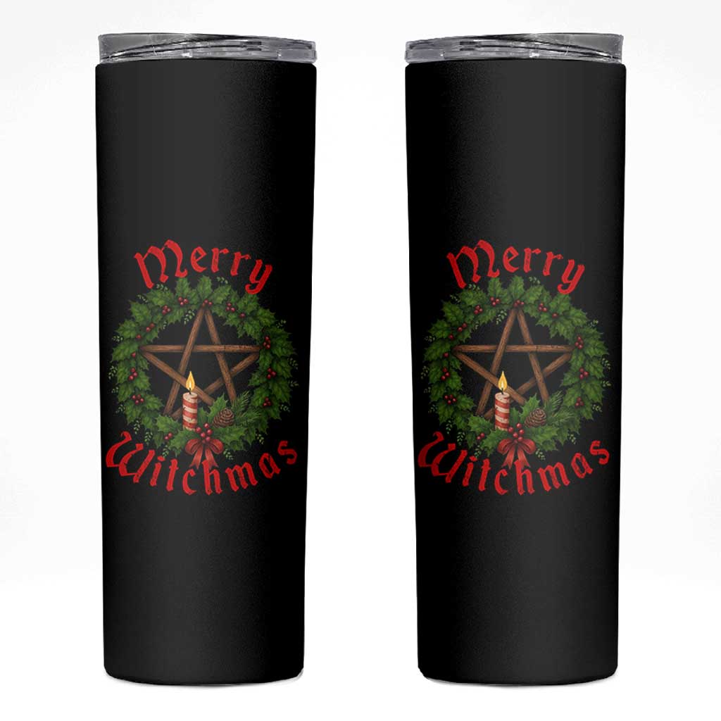 Nordic Christmas Skinny Tumbler Merry Witchmas Pagan Yule Xmas Wreath - Wonder Print Shop