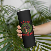 Nordic Christmas Skinny Tumbler Merry Witchmas Pagan Yule Xmas Wreath - Wonder Print Shop
