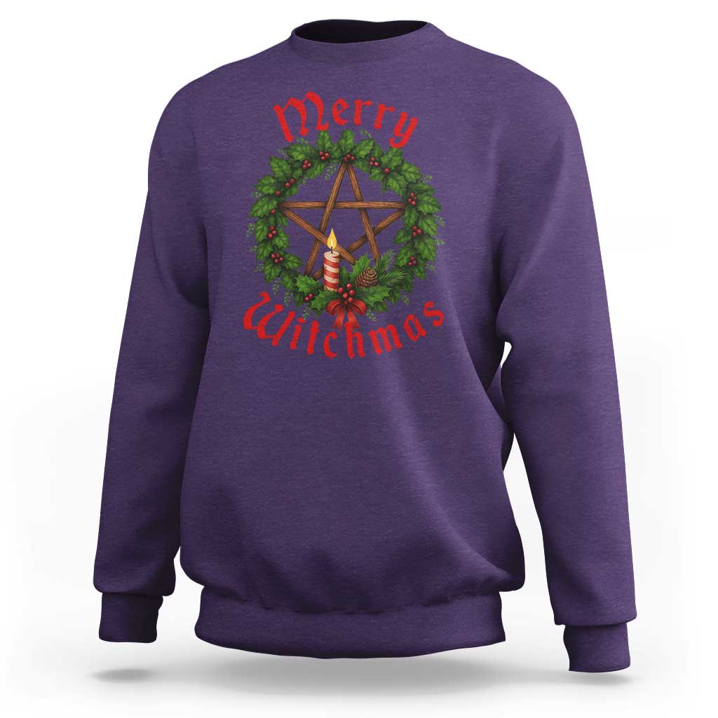 Nordic Christmas Sweatshirt Merry Witchmas Pagan Yule Xmas Wreath - Wonder Print Shop