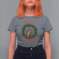 Nordic Christmas T Shirt For Women Merry Witchmas Pagan Yule Xmas Wreath - Wonder Print Shop