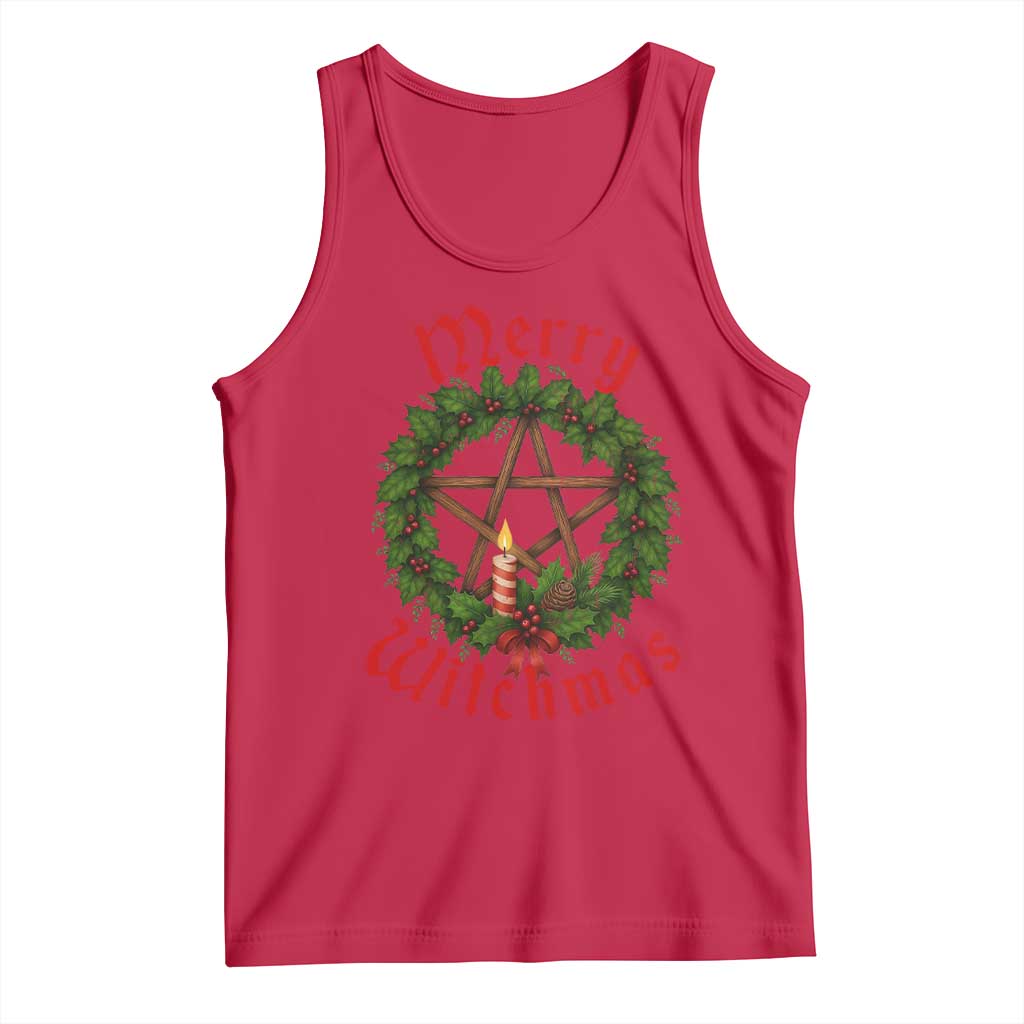 Nordic Christmas Tank Top Merry Witchmas Pagan Yule Xmas Wreath - Wonder Print Shop