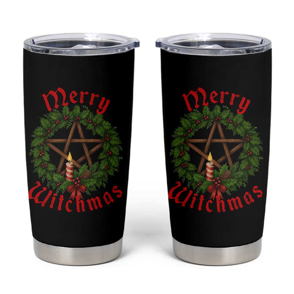 Nordic Christmas Tumbler Cup Merry Witchmas Pagan Yule Xmas Wreath - Wonder Print Shop