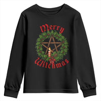 Nordic Christmas Youth Sweatshirt Merry Witchmas Pagan Yule Xmas Wreath - Wonder Print Shop