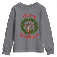 Nordic Christmas Youth Sweatshirt Merry Witchmas Pagan Yule Xmas Wreath - Wonder Print Shop