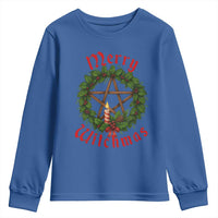 Nordic Christmas Youth Sweatshirt Merry Witchmas Pagan Yule Xmas Wreath - Wonder Print Shop
