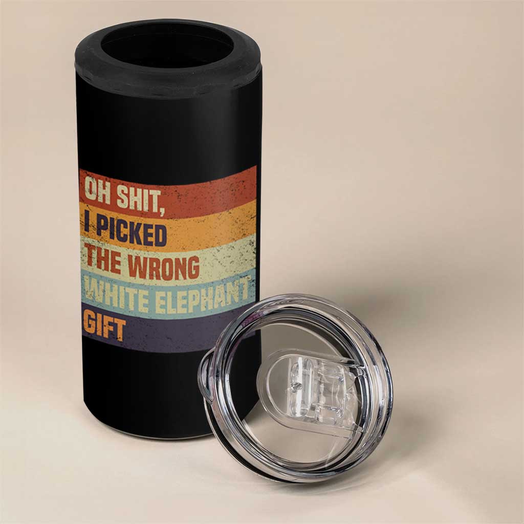 Oh Shit I Picked The Wrong White Elephant Gift 4 in 1 Can Cooler Tumbler Funny Christmas Gift Exchange Game - Wonder Print Shop