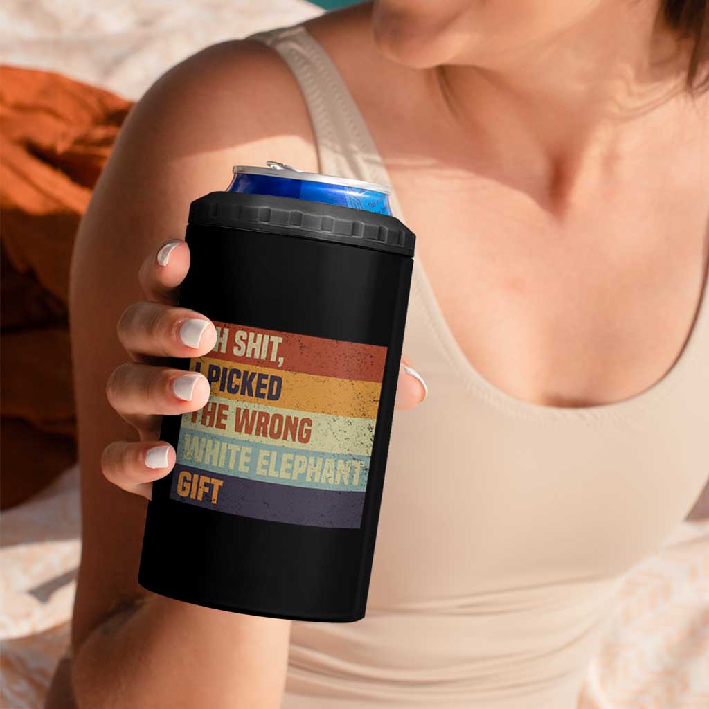 Oh Shit I Picked The Wrong White Elephant Gift 4 in 1 Can Cooler Tumbler Funny Christmas Gift Exchange Game - Wonder Print Shop