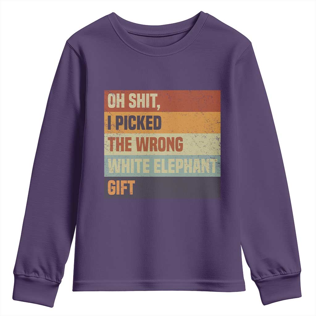 Oh Shit I Picked The Wrong White Elephant Gift Youth Sweatshirt Funny Christmas Gift Exchange Game - Wonder Print Shop
